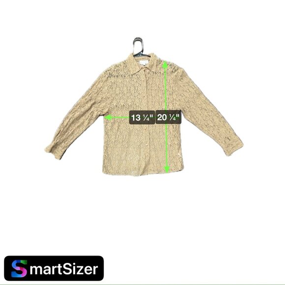 San André Vintage Lace Sheer Brown Blouse Button-Up Long Sleeve Womens Sz Small - Picture 7 of 8